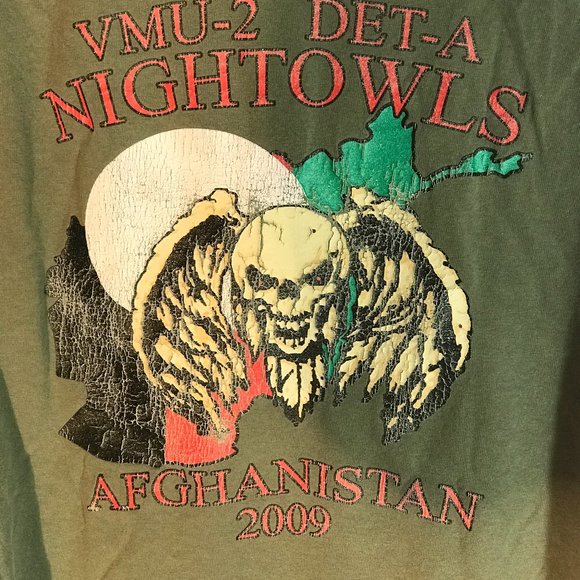 USA Afghanistan War 2009 Night-owls Military Green Short Sleeve Tee T Shirt - Picture 5 of 8